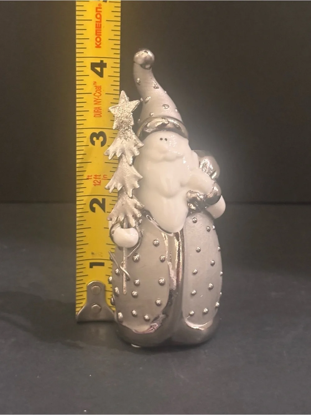 Vintage Pier 1 Santa Pere Noel Ceramic Figurine Original Box Silver White